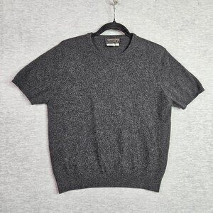 Country Shop Cashmeres Women's Dark Grey Crew Neck Short Sleeve Sweater Sz L